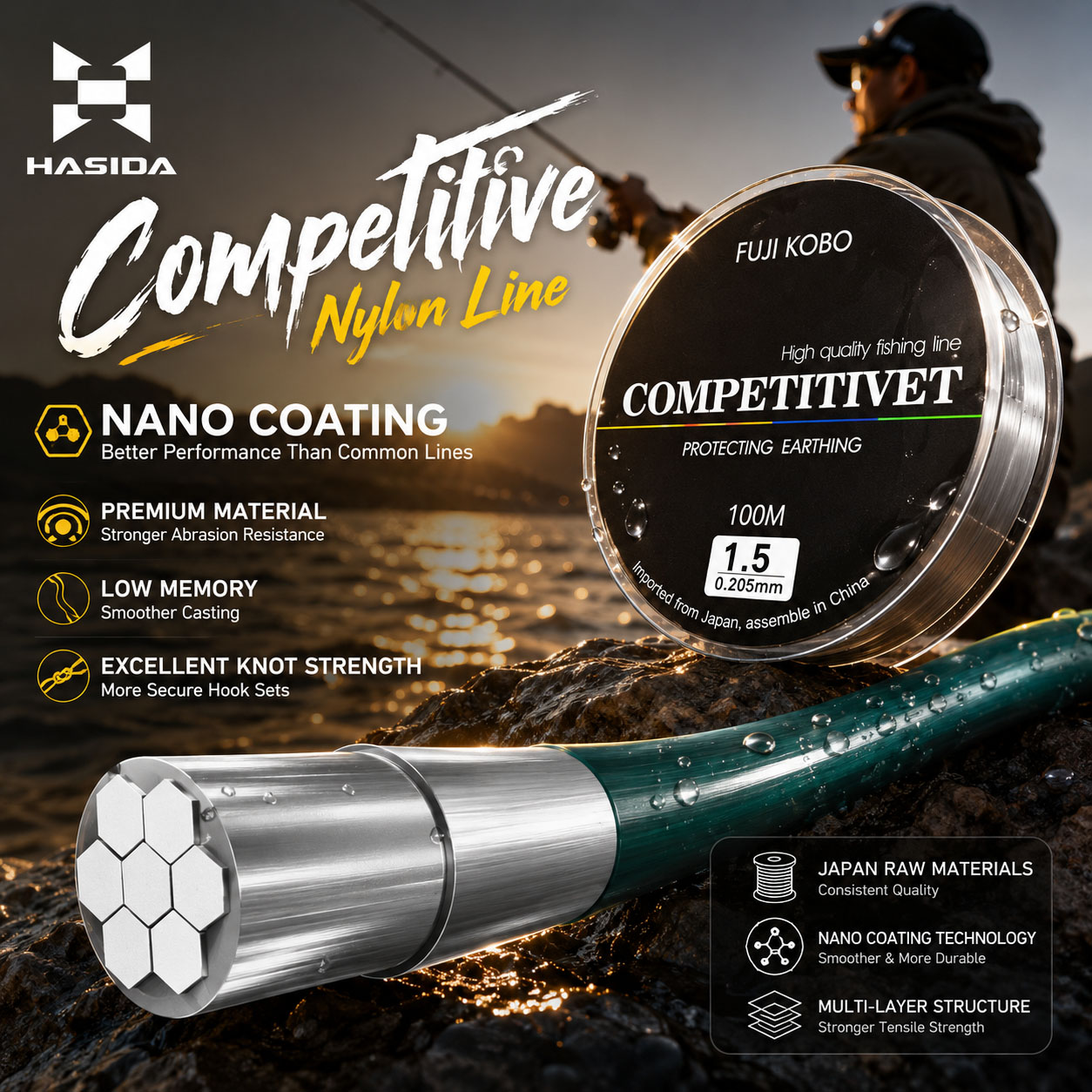 Copolymer Line - ฮาซิดะ ฟูจิ โคโบ ไนลอน นำเข้าจากญี่ปุ่น 0.8