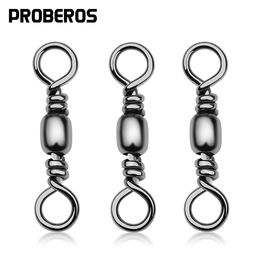 Freshwater Line - 100 ชิ้นตกปลา Swivels Connector Barrel สแตนเลสทองเหลืองน้ําจืด