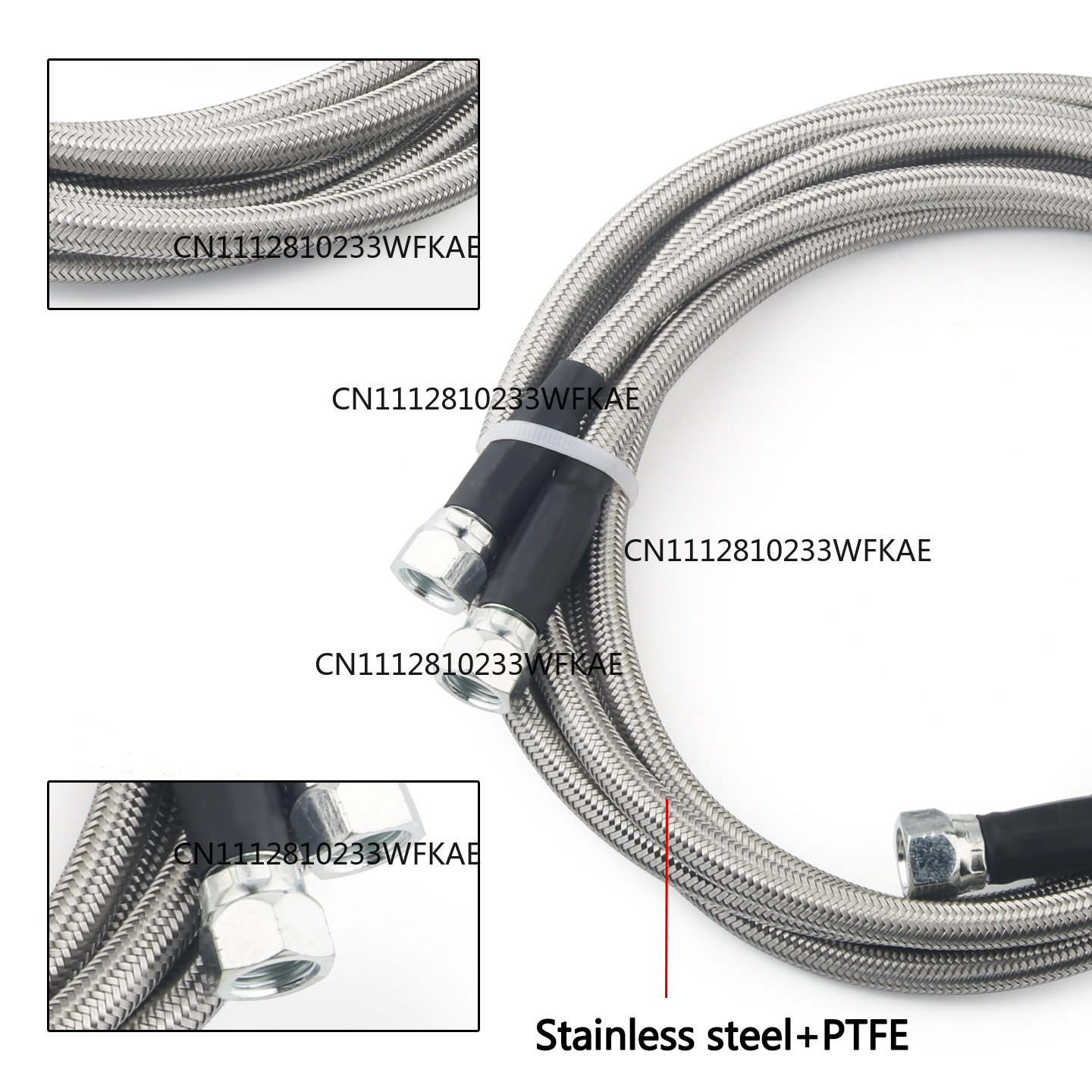 Braided Line - ชุดสายท่อระบายความร้อนเกียร์ PTFE แบบถักสแตนเลส 6AN ยาว 70