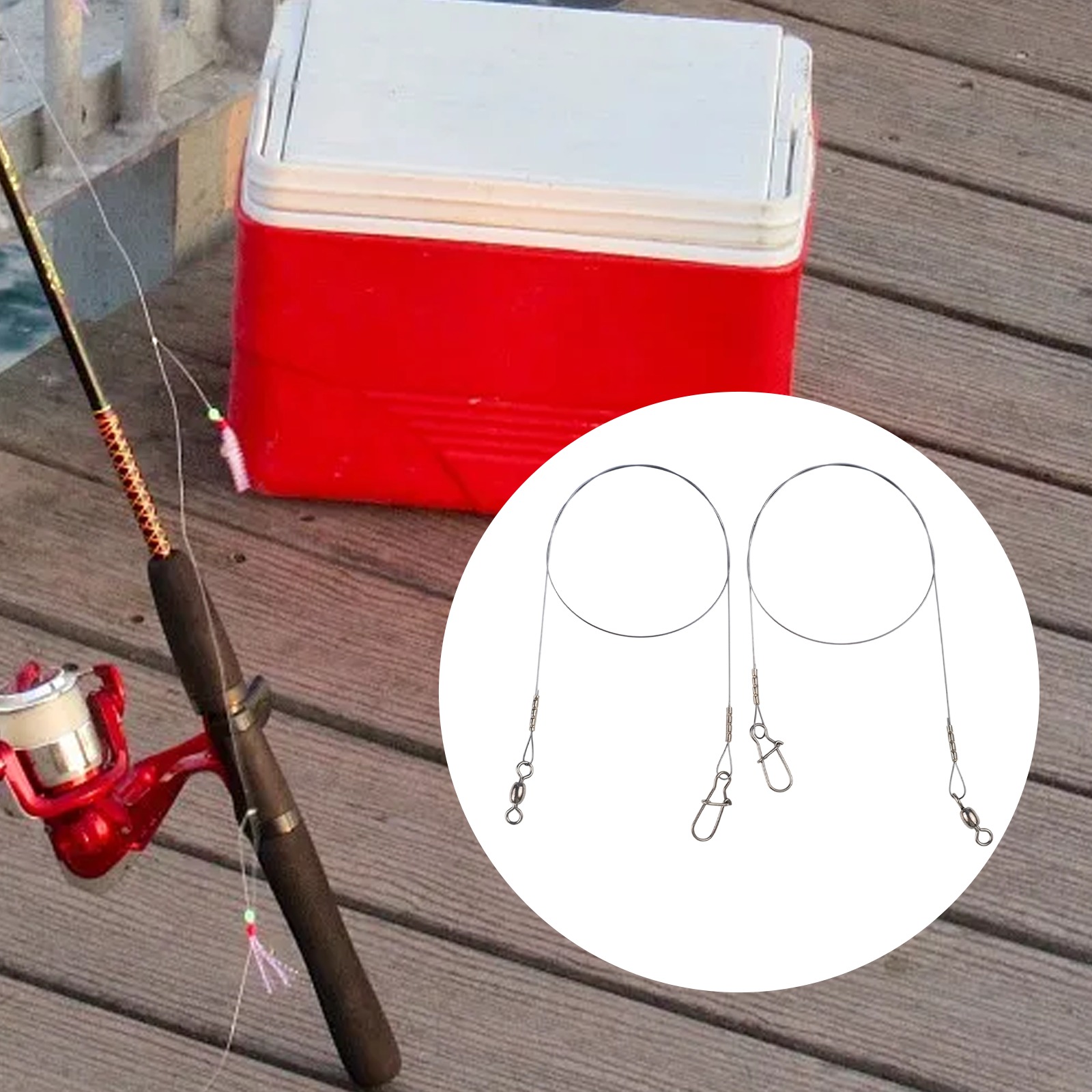 Fishing Line Winder - สายลวดไทเทเนียมสำหรับตกปลา 2 ชิ้น พร้อมตัวหมุนแบบ Duo-Lock Snap
